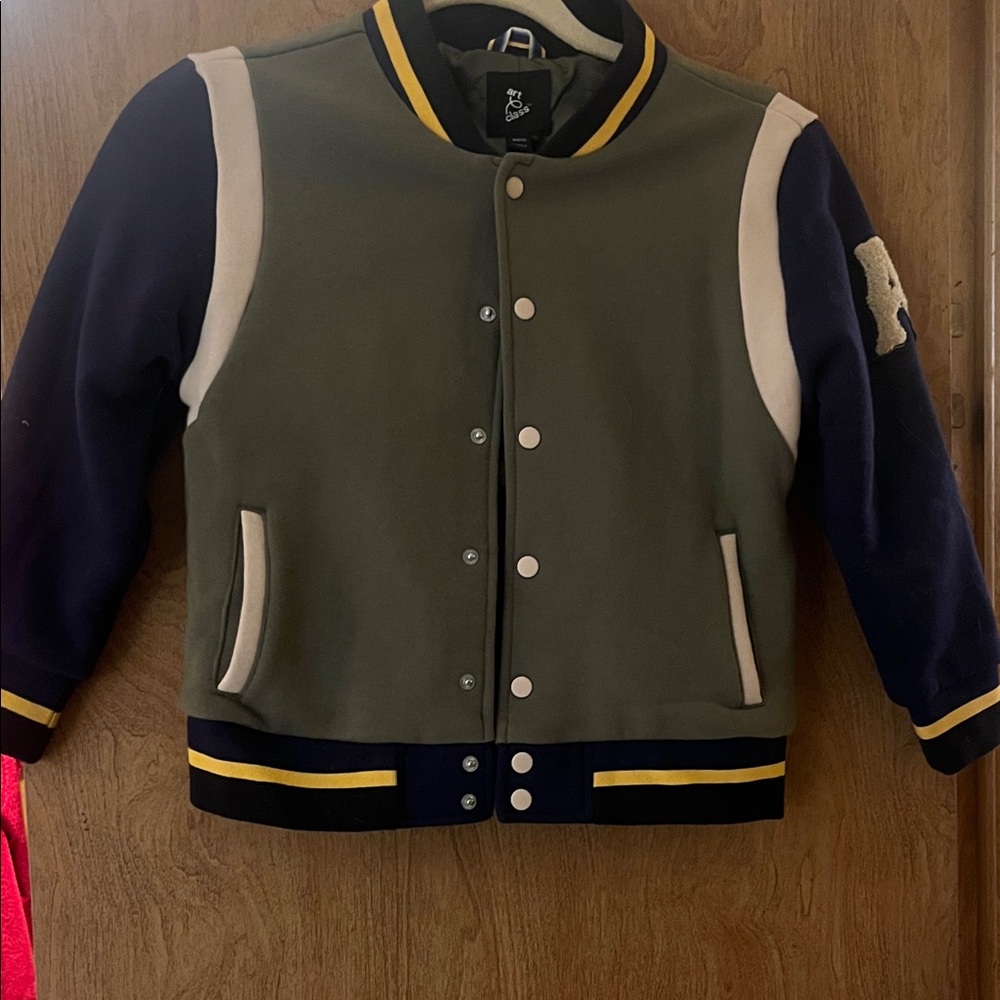 Art Class Kids Varsity Jacket - Olive and Navy